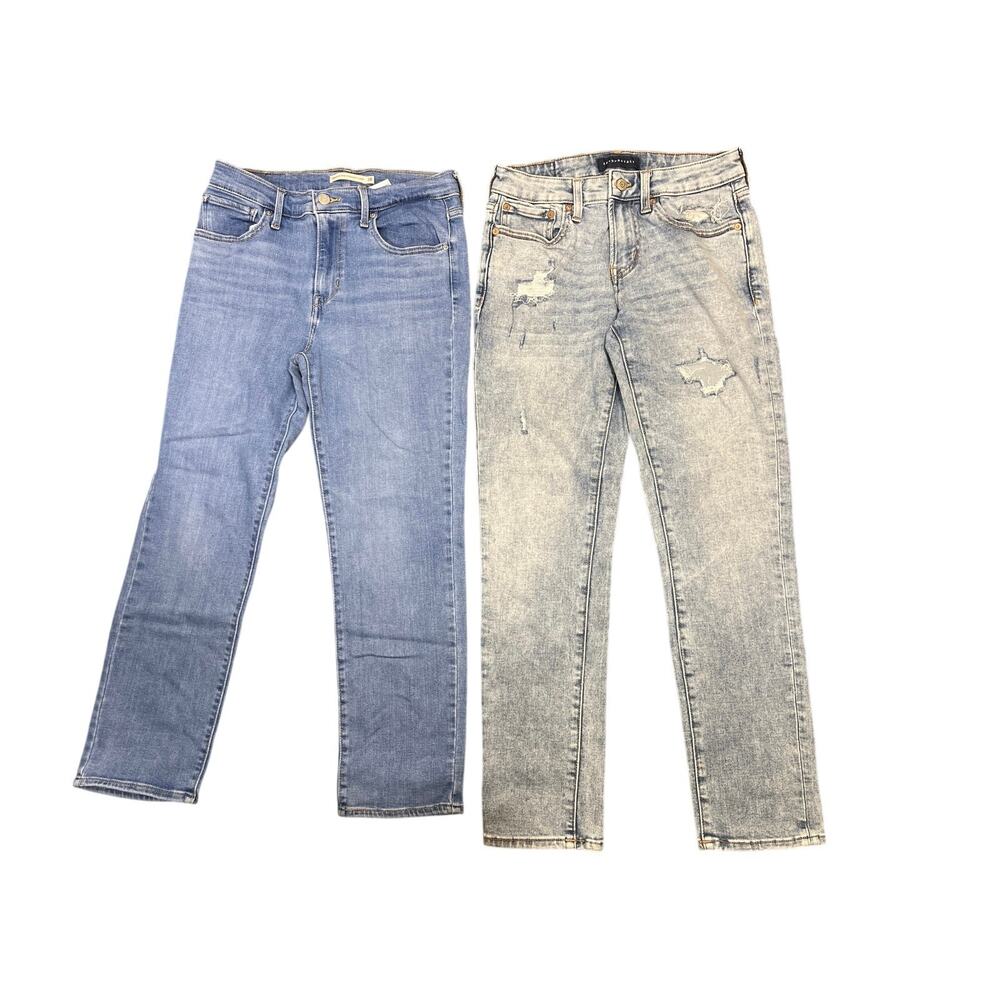 Junior Girl’s 2 Pc Slim Aeropostale Jeans and Levi High Rise Str8 Crop Jeans Lot